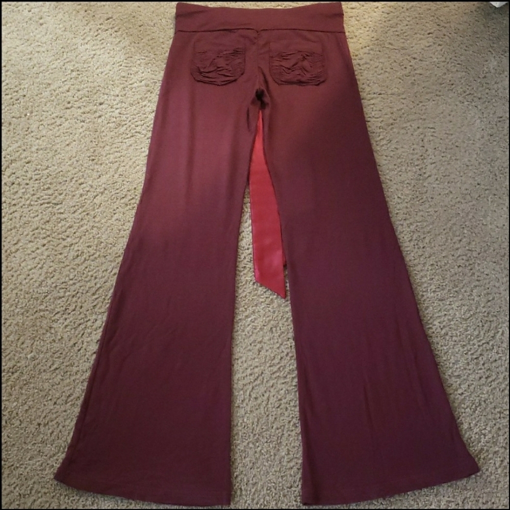Cute Booty Lounge Burgandy Low Rise Flare Pants